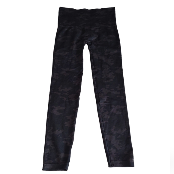 Spanx Size Large Black Gret Knit Stretch Camo Leggings - Picture 4 of 13